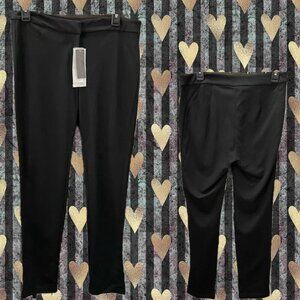 Hal Rubenstein 8 Solid Black Zip Front Mid-Rise Rayon Blend Slim Leg Dress Pants
